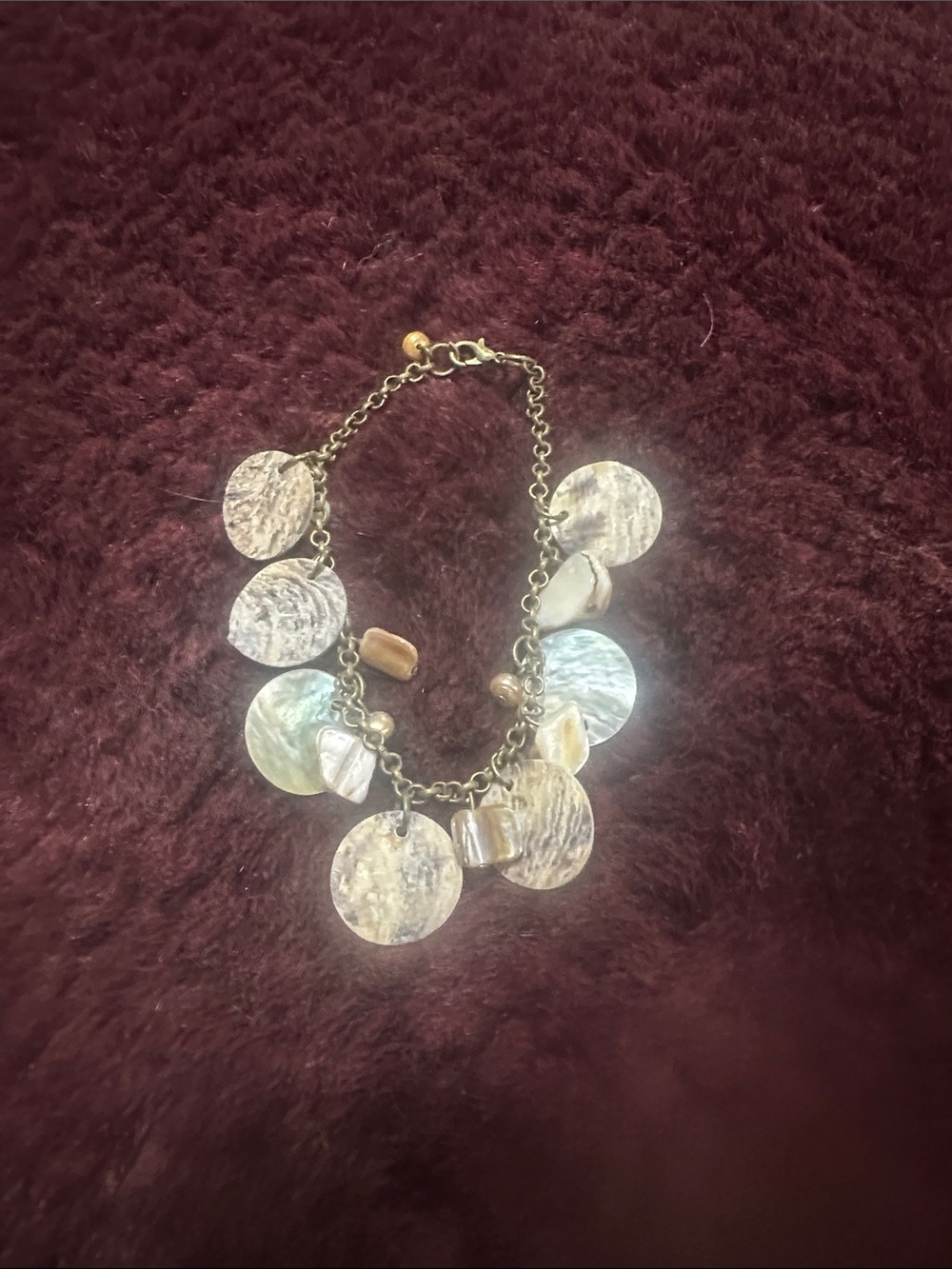 Gold-Tone Shell Disc Charm Bracelet - Women Jewelry